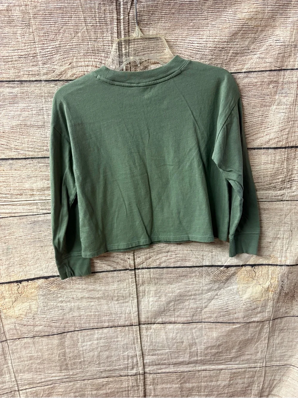 GAP Olive Green Long Sleeve Tee with Pink Sequin Logo